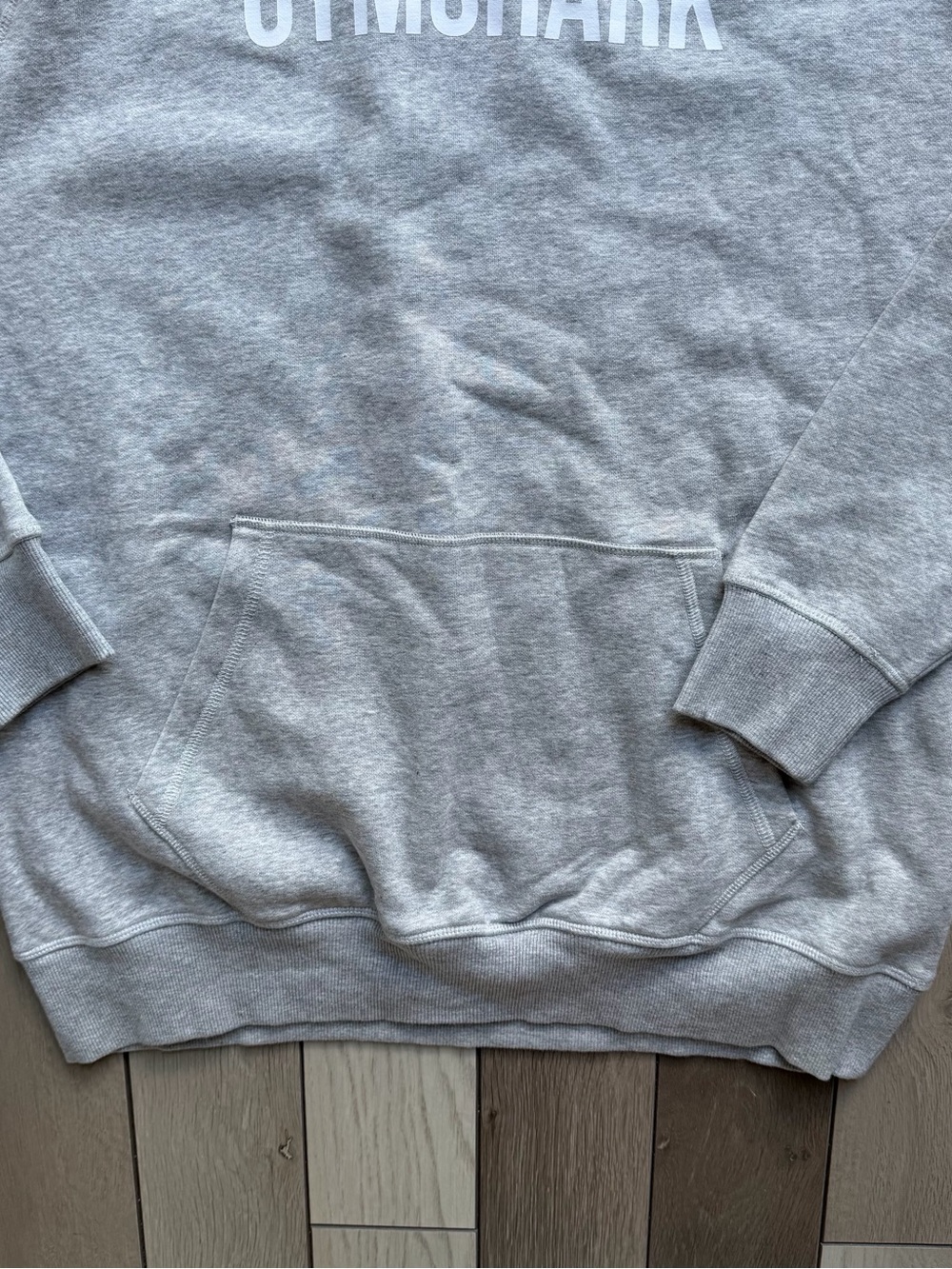 Gymshark Light Grey Pullover Hoodie with White Logo - Picture 3 of 6
